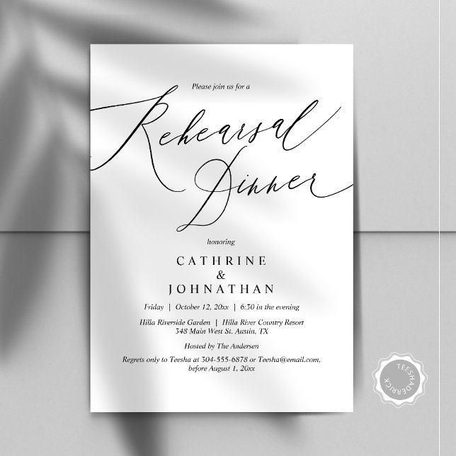 Convite Celebração do Janto de Ensaio de Casamento Moderno (Modern Wedding Rehearsal Dinner Celebration Invitation Card, Digital Downloadable PDF File)