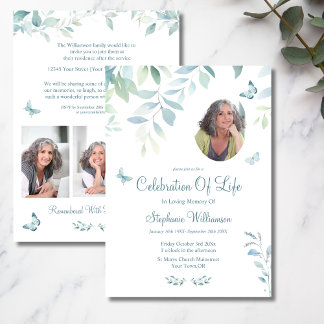 Convite Celebração do Life 4 Photo Butterfly Funeral