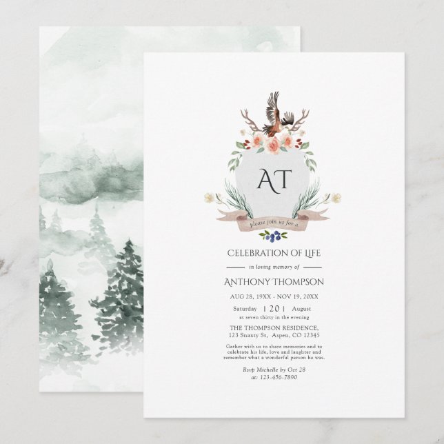 Convite Celebração do Life Inv de Laurel, Wild Woodland (Frente/Verso)