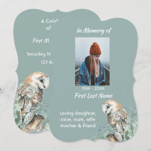 Convite Celebração do Life Service Invite Barn Owl Bird