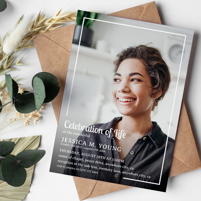Convite Celebração do Memorial Funeral Fotográfico da Vida (Criador carregado)