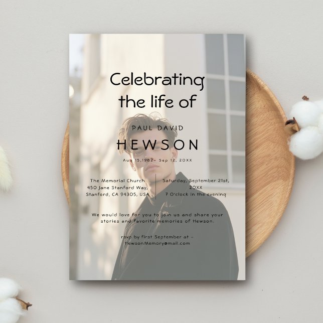 Convite Celebração do Memorial Funeral Fotográfico Sobrepo (Criador carregado)