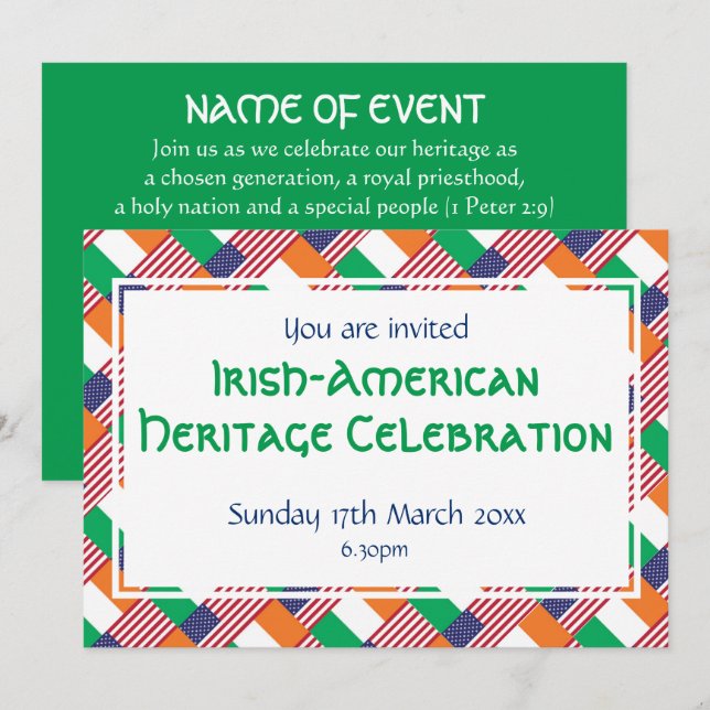 Convite Celebração do Mês do Patrimônio Irlandês-Americano (Frente/Verso)