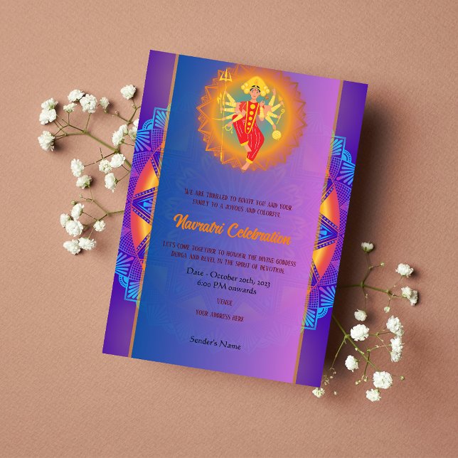 Convite Celebração do Navratri Durga Puja Chakra Mandala (Criador carregado)