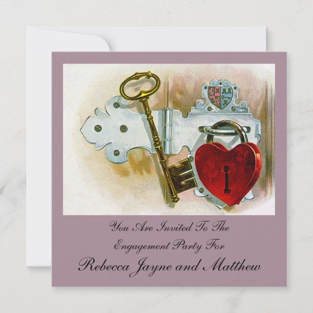 Convite Celebração do Noivado Vintage (Frente)