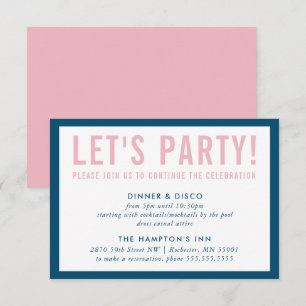 Convite CELEBRAÇÃO DO PARTIDO INFO marinho azul-rosa moder