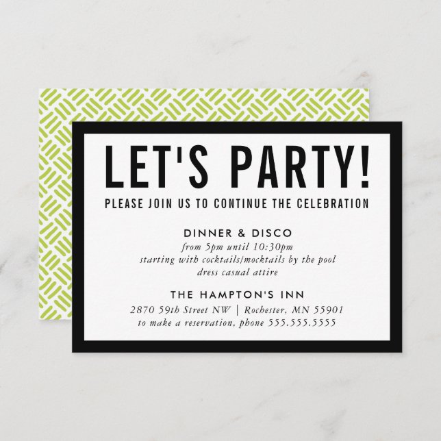 Convite CELEBRAÇÃO DO PARTIDO INFO simples limão negro mod (Frente/Verso)