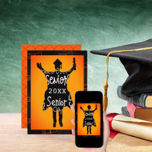 Convite Celebração do Partido Laranja Silhouette Formando