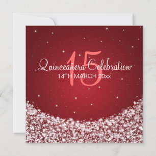 Convite Celebração do Partido Quinceañera - Vermelho Sp