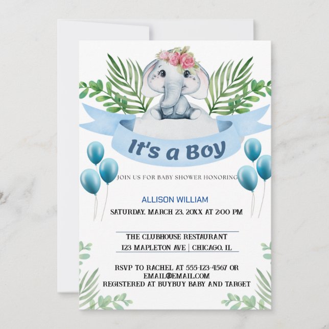 Convite Celebração do Príncipe Coroa do Elefante Rei (Frente)