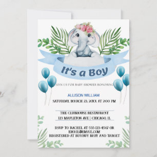 Convite Celebração do Príncipe Coroa Elefante Rei