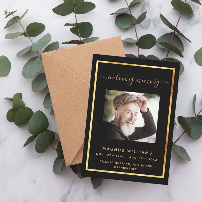 Convite Celebração do programa de fotos negras do funeral (Criador carregado)