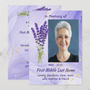 Convite Celebração do Serviço da Vida Jardim de Lavanda Fl