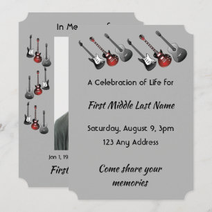 Convite Celebração do Serviço de Vida Musical Guitar Music