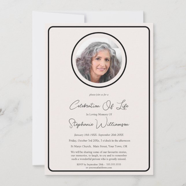 Convite Celebração do Serviço Funeral de Fotos Life 6 (Frente)