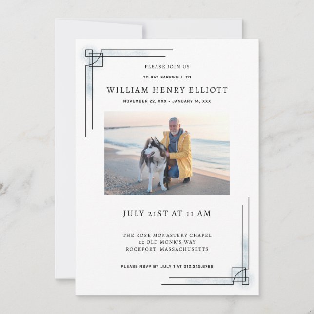 Convite Celebração do Serviço Funeral Life Photo Farewell (Frente)