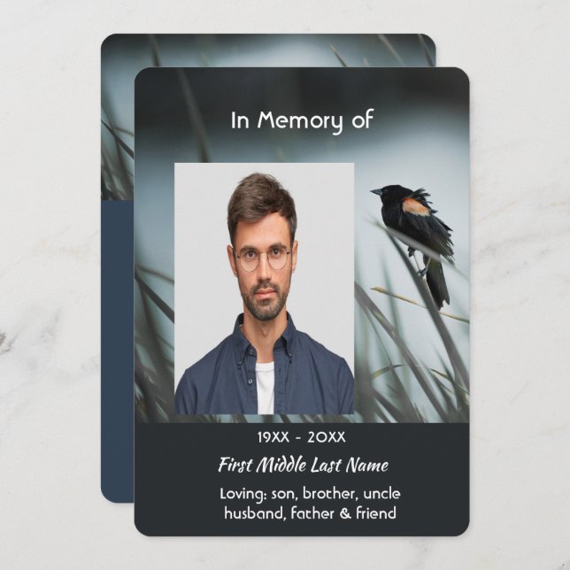 Convite Celebração do Serviço Life Red-wing Blackbird (Frente/Verso)