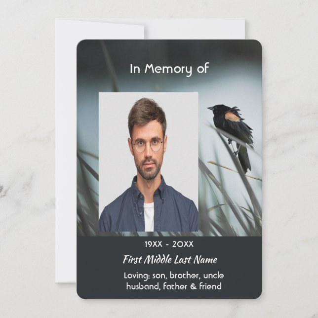 Convite Celebração do Serviço Life Red-wing Blackbird (Frente)