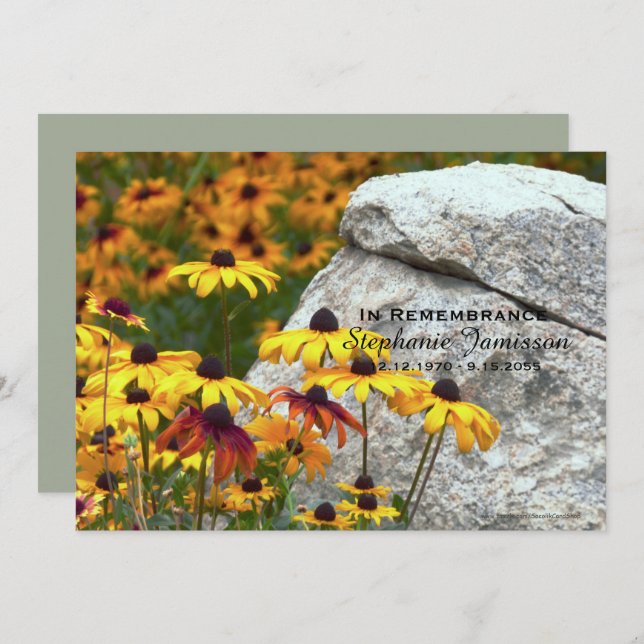 Convite Celebração do Serviço Memorial da Flor Amarela Vid (Frente/Verso)