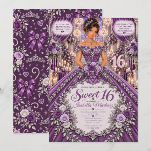 Convite Celebração do Sweet 16 Roxo