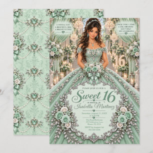 Convite Celebração Doce 16 em Verde Menta