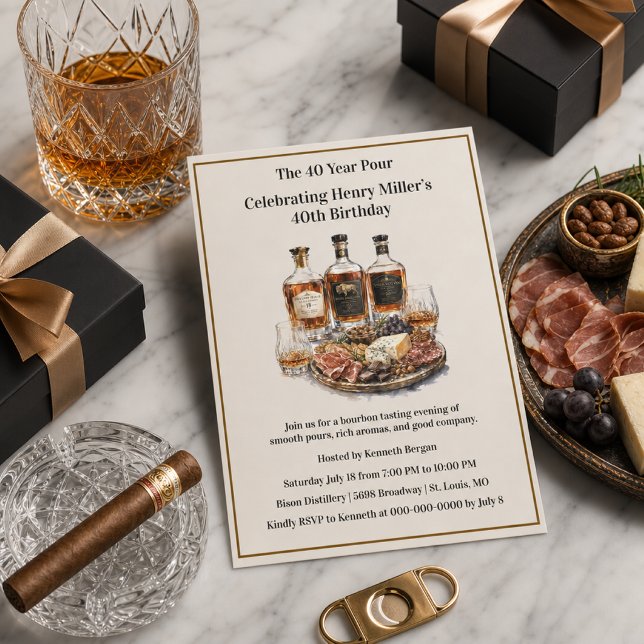 Convite Celebração dos 40 Anos do Bourbon Milestone Birthd (Criador carregado)