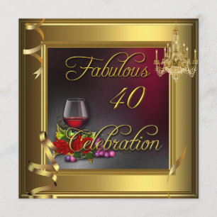 Convite Celebração dos 40 Fabulosos Rosas de Ouro Vinho Cr