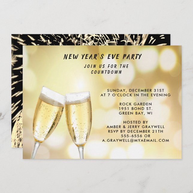 Convite Celebração e fogos de artifício do Ano Novo, ZRP (Frente/Verso)