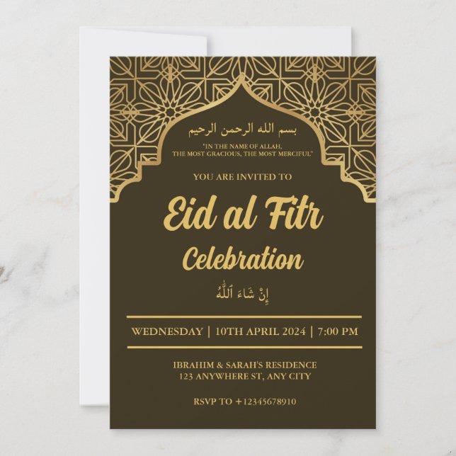 Convite Celebração Eid Al Fitr - Partido Eid Mubarak Eid I (Frente)