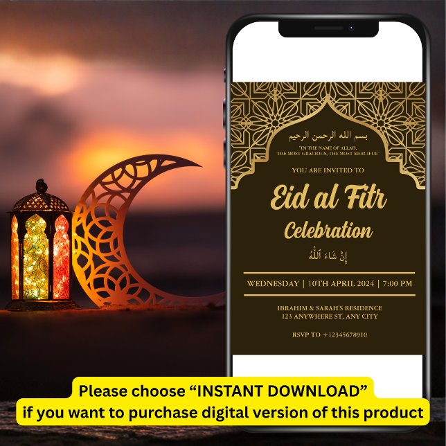 Convite Celebração Eid Al Fitr - Partido Eid Mubarak Eid I (Criador carregado)