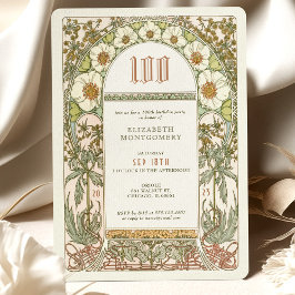 Convite Celebração Elegante Centenária Art Nouveau Mucha