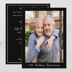 Convite Celebração Elegante de 50º Aniversário