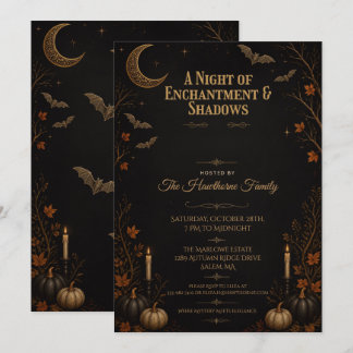 Convite Celebração Elegante de Festa de Halloween