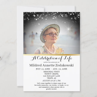 Convite Celebração Elegante Funeral Atraente da Vida