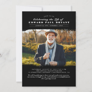 Convite Celebração Elegante Moderna da Vida Foto Funeral