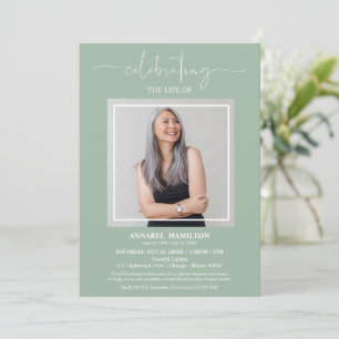 Convite Celebração Elegante Simples da Foto Funeral da Vid