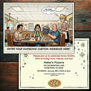 Convite Celebração em Grupo na Pizzaria Divertida
