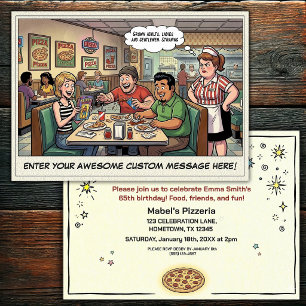 Convite Celebração em Grupo na Pizzaria Divertida