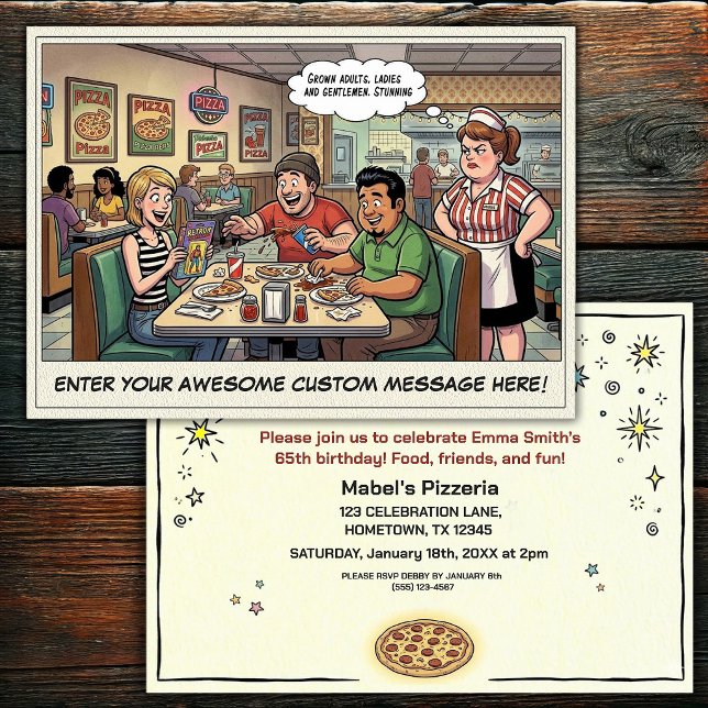 Convite Celebração em Grupo na Pizzaria Divertida (Criador carregado)