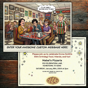 Convite Celebração em Grupo na Pizzaria Divertida
