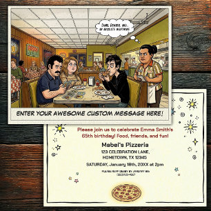 Convite Celebração em Grupo na Pizzaria Divertida