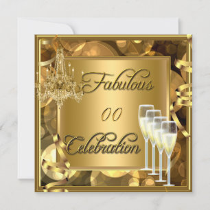 Convite Celebração Fabulosa de Qualquer Idade Champanhe Do