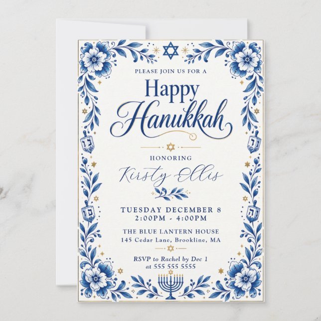 Convite Celebração Feliz de Hanukkah (Frente)