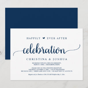 Convite Celebração Feliz para Sempre, Casamento Azul-Marin