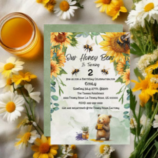 Convite Celebração/festa de aniversário do urso de mel