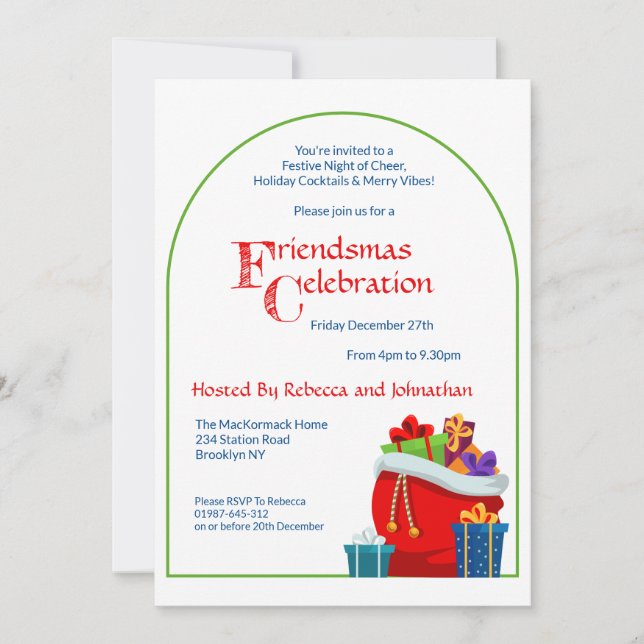 Convite Celebração Festiva de Natal do Friendsmas  (Frente)