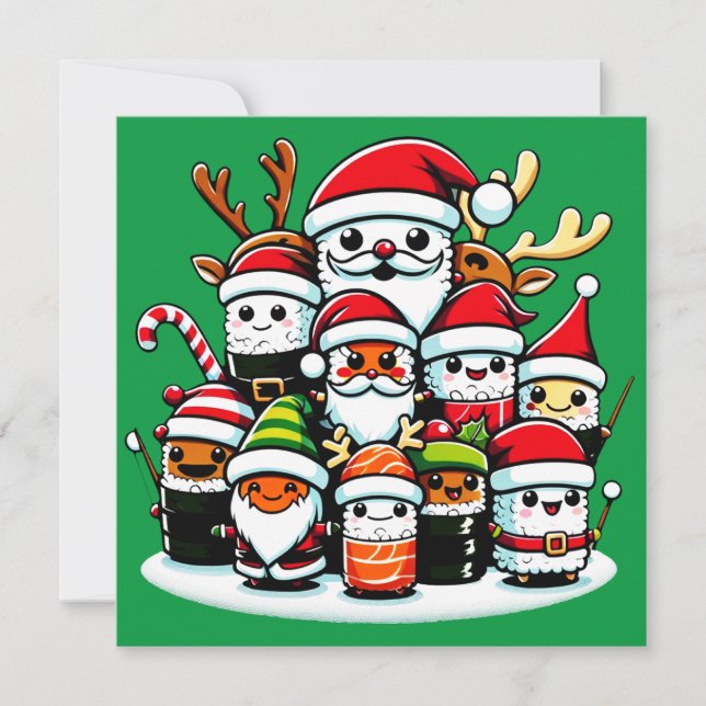 Convite Celebração Festiva de Sushi de Natal (Frente)