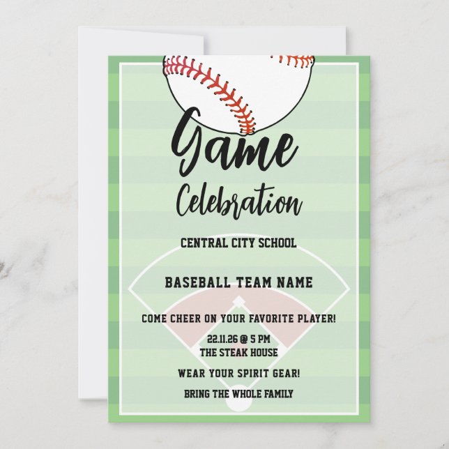Convite Celebração Final de Baseball dos Miúdos na Escola (Frente)