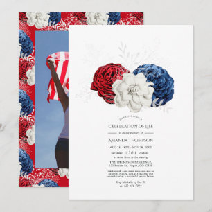 Convite Celebração Floral Americana Patriótica da Vida