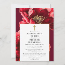 Celebração Floral Cristã Vermelha Elegante Da Vida